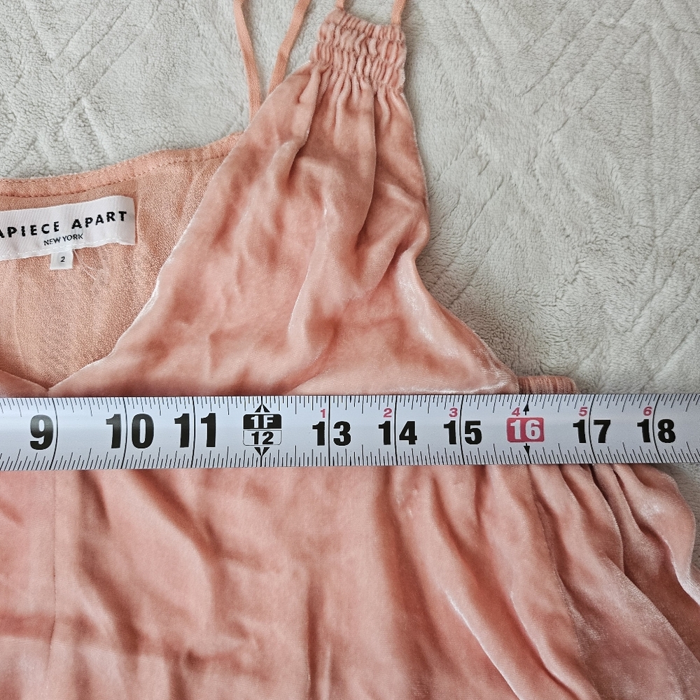 APIECE APART New York | Silk Blend Velvet Ruffle Blush Pink Tier Tank 2 - Picture 9 of 10